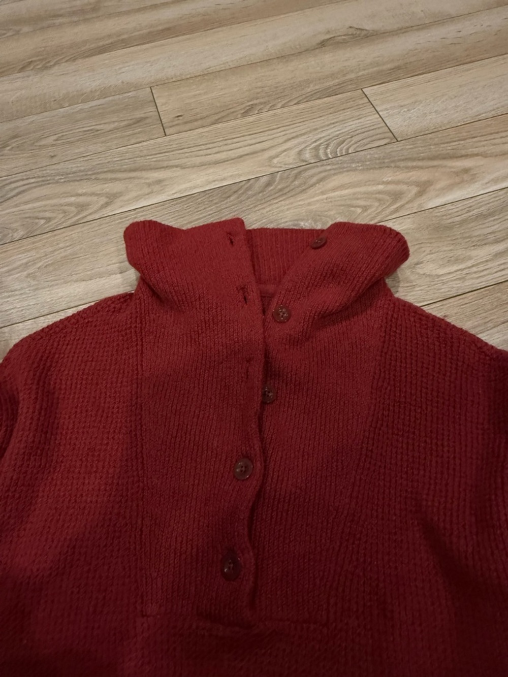 aerie Maroon Button-Up Funnelneck Sweater